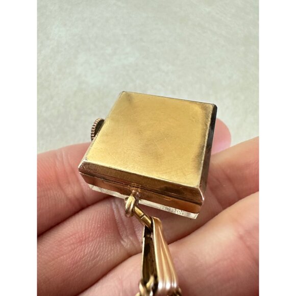 Antique Art Deco Seiko Empire 12kt gold filled Manual square timepiece necklace - Picture 7 of 12